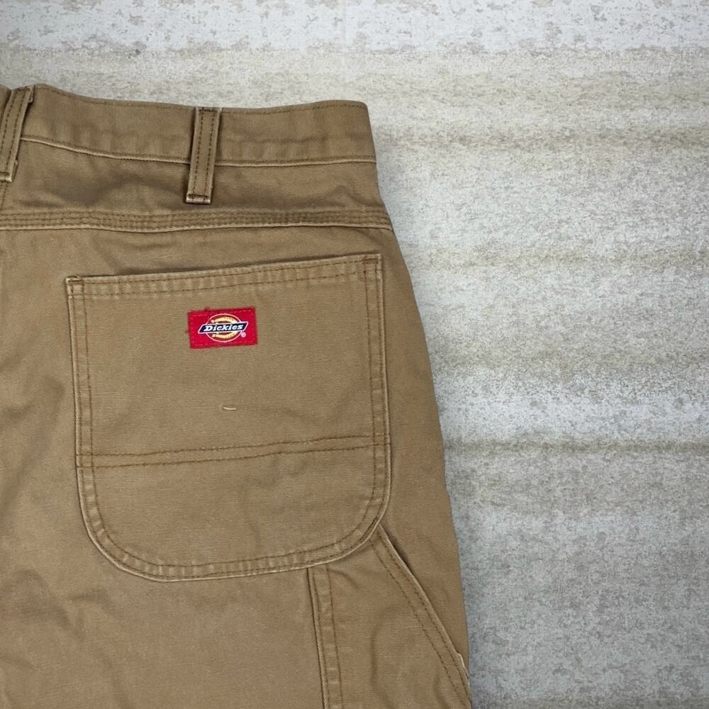 Vintage 90s Dickies Carpenter Pants 34x30 Baggy Wide Leg Tan Canvas Dungarees - Picture 3 of 6